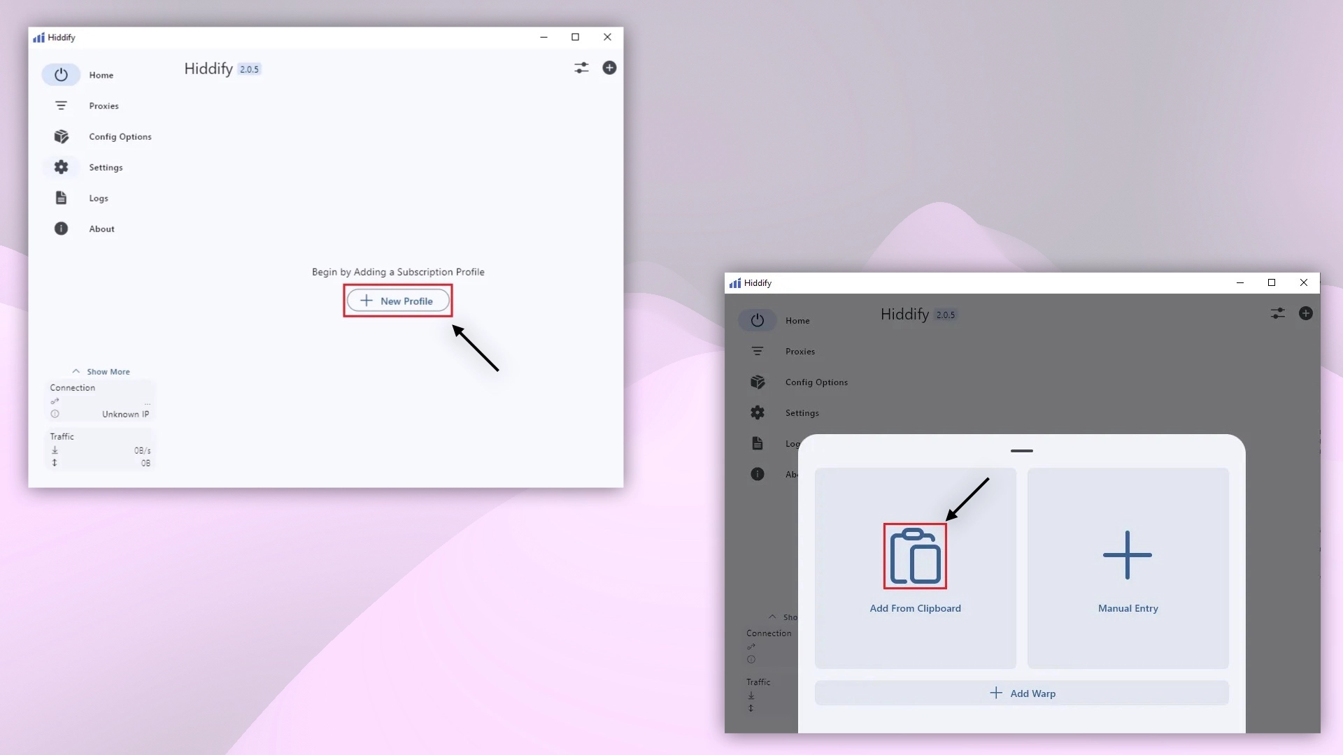Importing VPN configuration in Hiddify