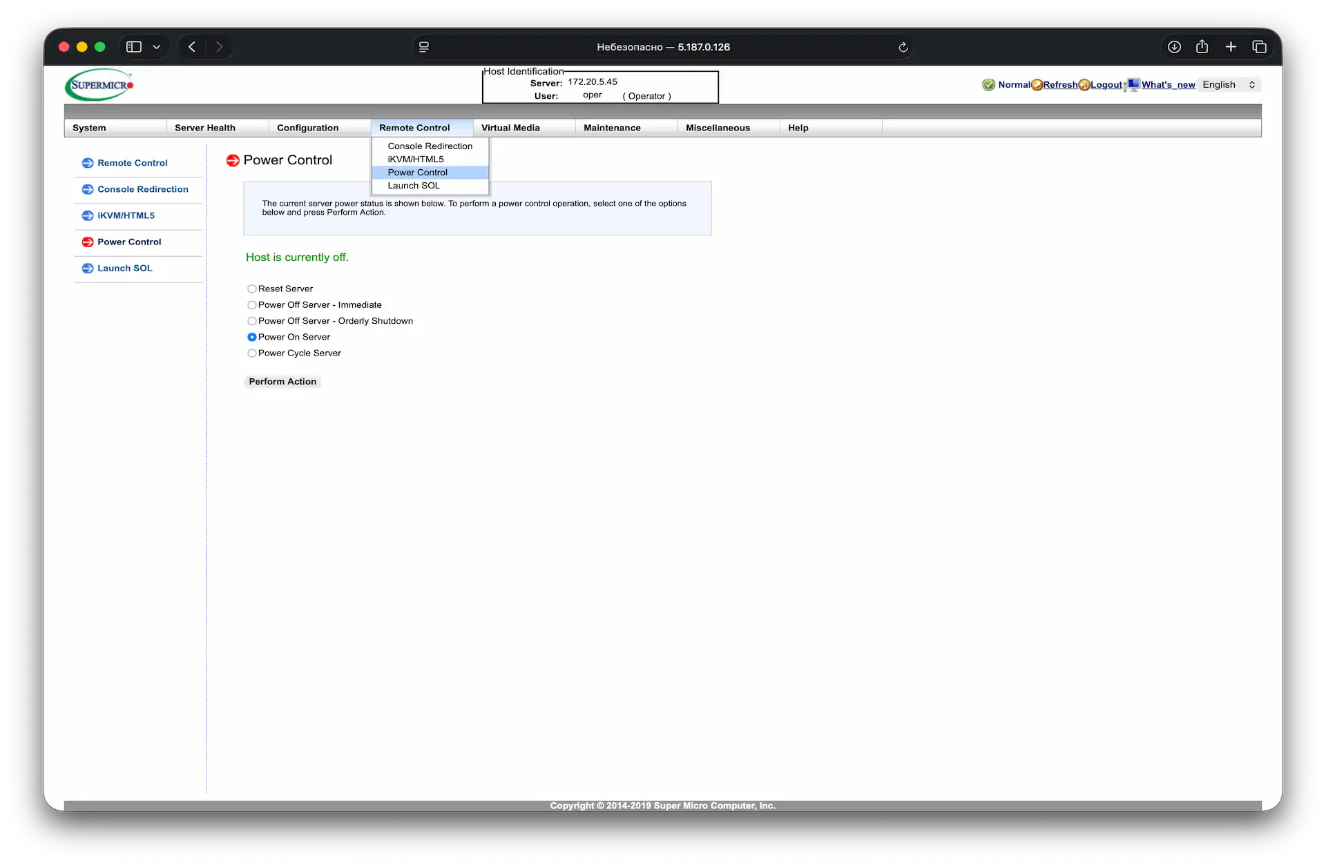Rebooting via IPMI Power Control