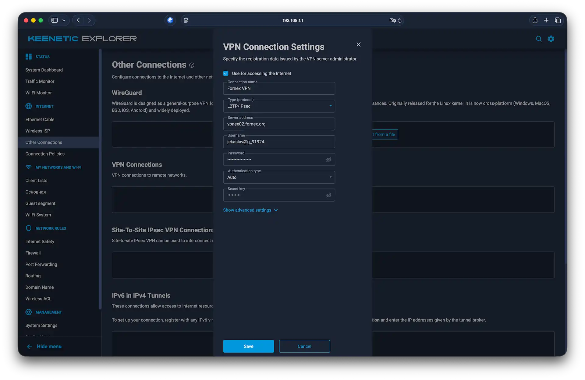 Adding a new L2TP/IPsec connection