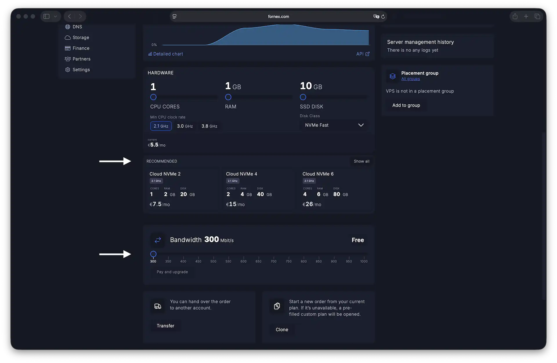 Recommended plans and bandwidth control