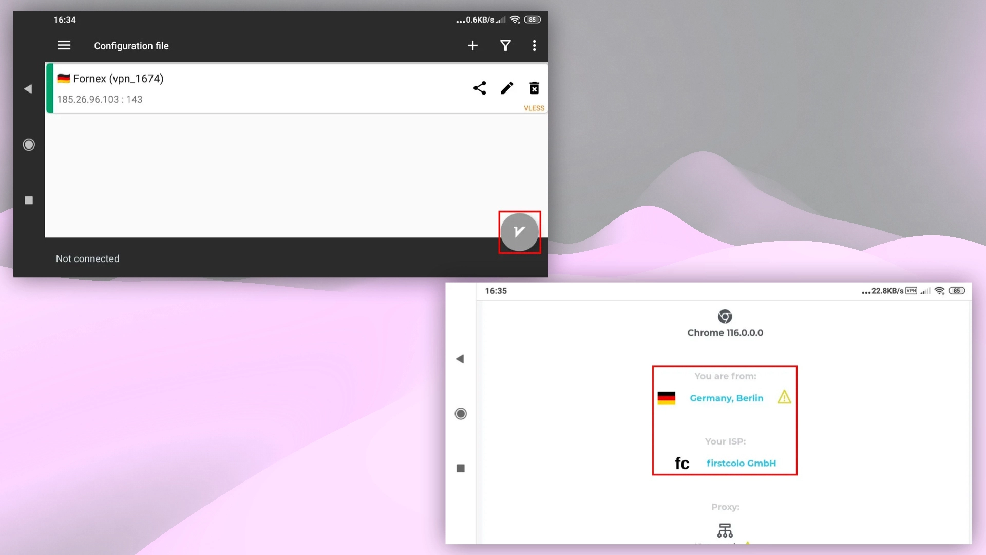 Checking the IP address after connecting to VPN