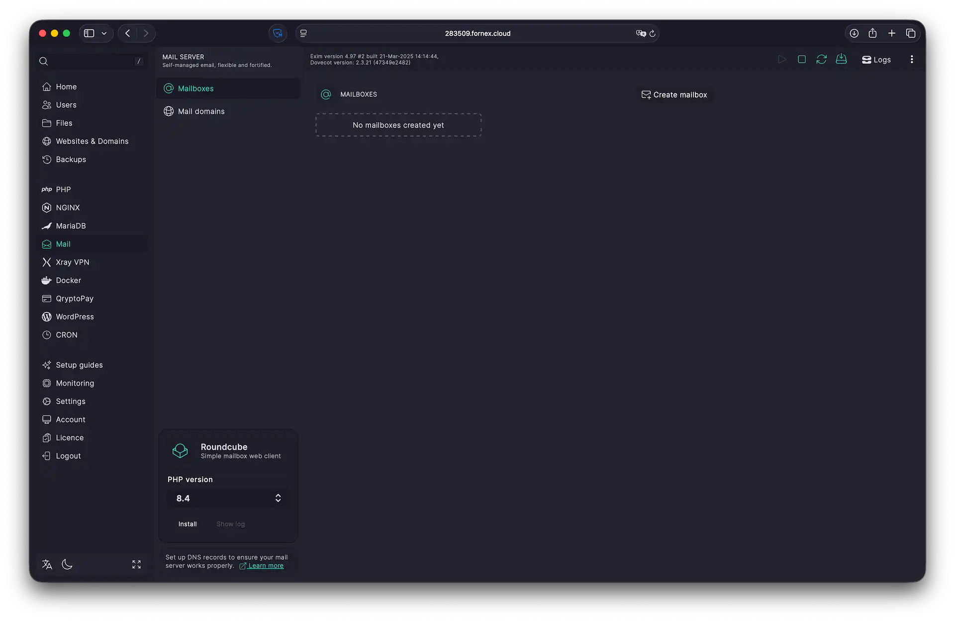 Managing email in BeAdmin