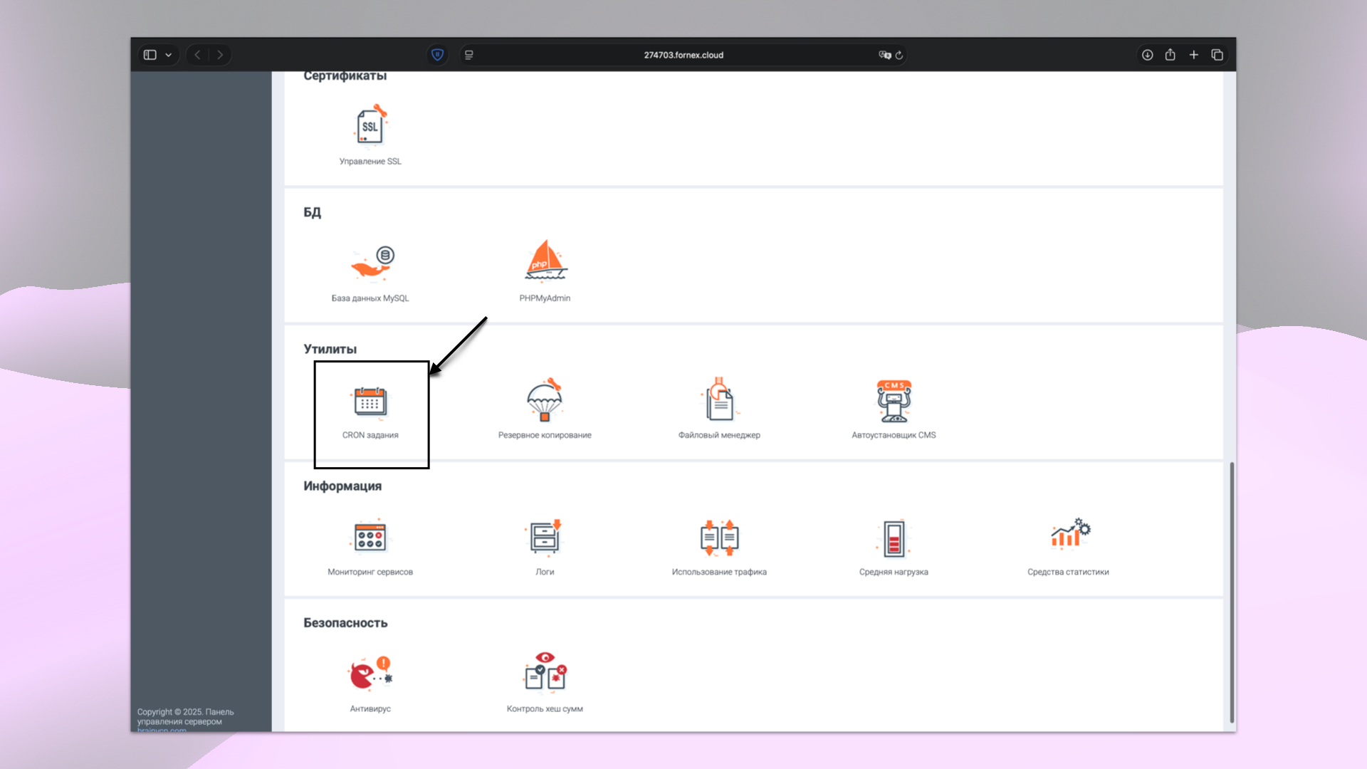 Настройка cron заданий в BrainyCP
