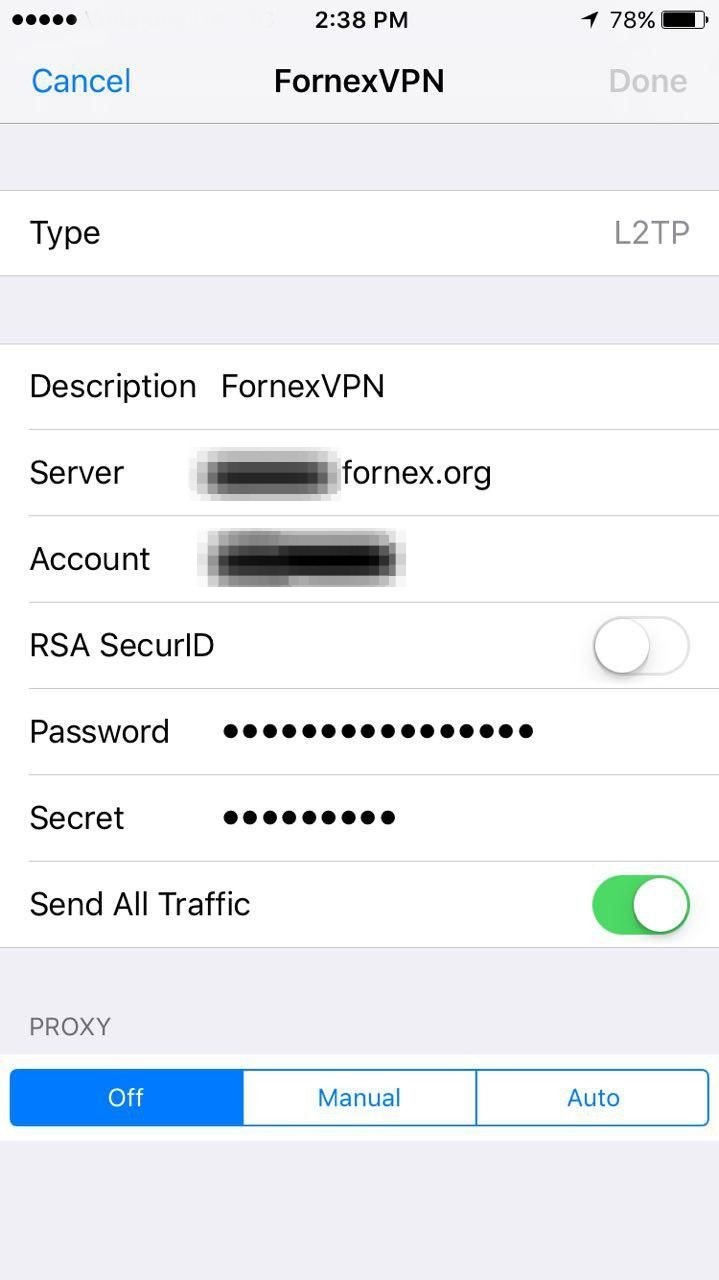 Настройка подключения VPN по L2TP/IPsec на iOS | FORNEX