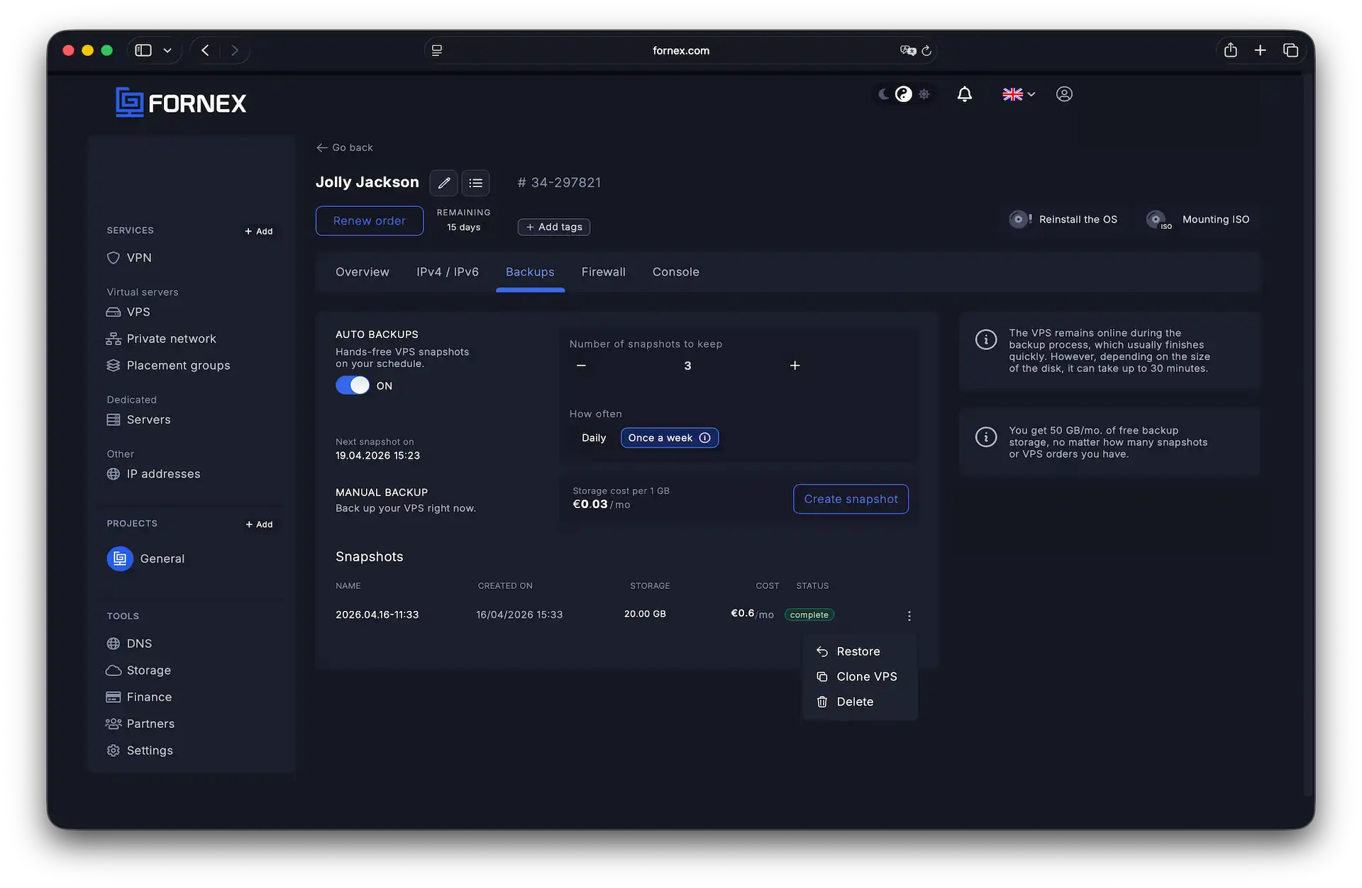 VPS Backup Management